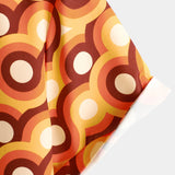 Pomarańczowa Koszula Męska z Bawełny w Stylu Retro z Lat 70., Z Guzikiem, Vintage, Geometryczna, Okrągła, Letnia, z Krótkim Rękawem