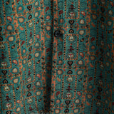 Męska Koszula Vintage z Bawełny w Wzór Paisley z Lat 70-tych, Zielona, Boho, Retro, Tribal, z Krótkim Rękawem