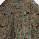 Męska Koszula z Bawełny w Stylu Vintage z Wzorem Paisley z Lat 70-tych z Brązowymi Guzikami w Stylu Boho Retro Tribal, Krótki Rękaw