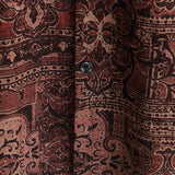 Męska Koszula Bawełniana w Stylu Retro z Wzorem Kwiatowym Paisley, Z Guzikami, Vintage, Na Wakacje, Zachodni, Brązowa, Krótki Rękaw