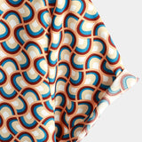 Letnia Koszula Bawełniana z Krótkim Rękawem dla Mężczyzn, Retro, Guziki, Vintage, Geometryczna, Okręgi, Fajna