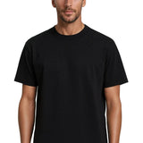 Męska koszulka T-shirt z bawełny – Oddychająca, krótki rękaw, okrągły dekolt – Czarno-skalny
