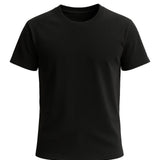 Męska koszulka T-shirt z bawełny – Oddychająca, krótki rękaw, okrągły dekolt – Czarno-skalny