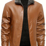 Elegancka Skórzana Kurtka z Fleece'em