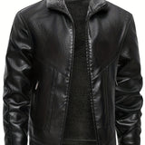 Elegancka Skórzana Kurtka z Fleece'em
