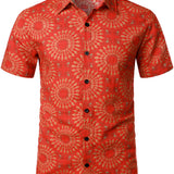 Męska Koszula Hawaiana z Bawełny Boho Vintage z Krótkim Rękawem z Lat 70.