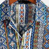 Koszula Retro z Bawełny z Krótkim Rękawem Boho dla Mężczyzn