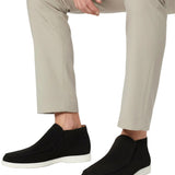 Męskie Zamszowe Mokasyny – Slip-On Chukka Styl, Płaska Podeszwa – Czarny