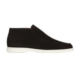 Męskie Zamszowe Mokasyny – Slip-On Chukka Styl, Płaska Podeszwa – Czarny
