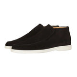 Męskie Zamszowe Mokasyny – Slip-On Chukka Styl, Płaska Podeszwa – Czarny