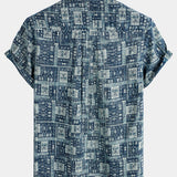 Koszula z Krótkim Rękawem z Bawełny Retro Casual dla Mężczyzn