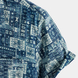 Koszula z Krótkim Rękawem z Bawełny Retro Casual dla Mężczyzn