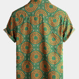 Męska Koszula Hawaiana z Bawełny Boho Vintage z Krótkim Rękawem z Lat 70.