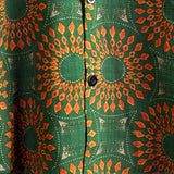 Męska Koszula z Bawełny w Stylu Retro z Lata 70. w Kwiaty, Zielona, na Lato, Plażowa, Boho, Krótki Rękaw