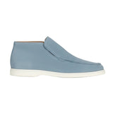 Męskie Zamszowe Mokasyny – Slip-On Chukka Styl, Płaska Podeszwa – Jasnoniebieskie