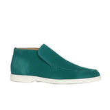 Męskie Mokasyny Z Zamszu – Slip-On Chukka Styl, Płaska Podeszwa – Niebiesko-Zielony