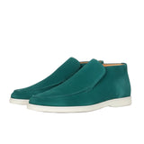 Męskie Mokasyny Z Zamszu – Slip-On Chukka Styl, Płaska Podeszwa – Niebiesko-Zielony