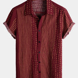 Męska Koszula Bawełniana Krótki Rękaw w Paski