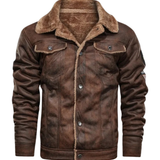 Elegancka Ciepła Kurtka Skórzana z Fleece