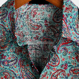 Koszula Vintage z Krótkim Rękawem z Bawełny z Wzorem Paisley dla Mężczyzn