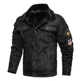 Elegancka Ciepła Fleece Skórzana Kurtka