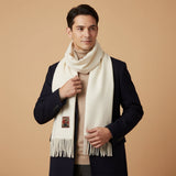 Szalik Marais Cashmere Merino dla mężczyzn - Biały